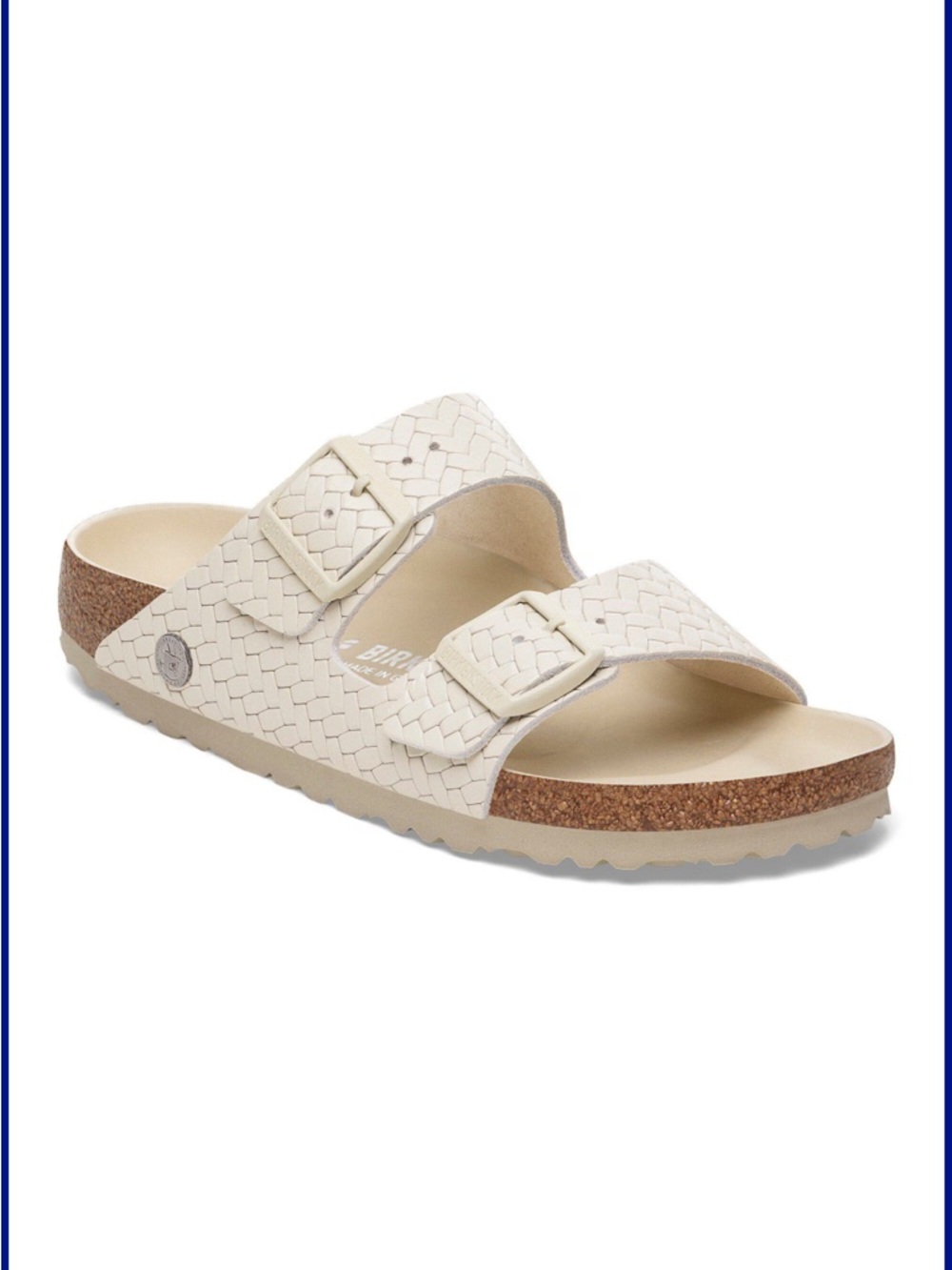 Birkenstock Arizona Rivet Logo Woven Emboss Ecru.
